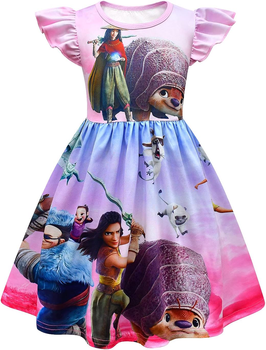 Toddlers Girls Dress Ruffle Sleeve Casual Swing Dresses