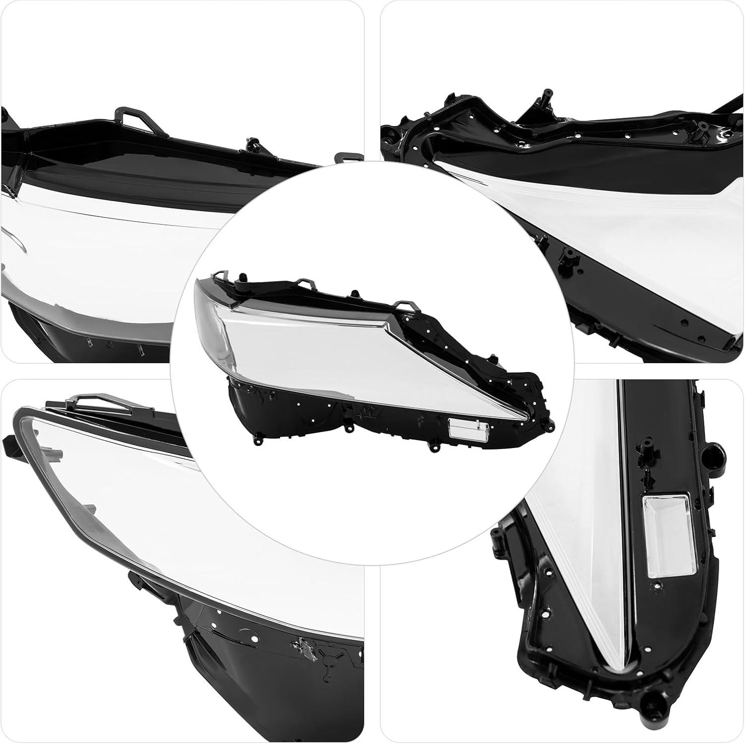 Front Right Headlight Lens Cover Compatible with Toyota Camry 2018 2019 2020 2021 Passenger Side Headlamp Lens Cover Headlight Cover Headlamp Cover Clear, Black (Right)