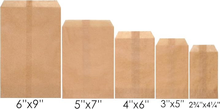 Mini Brown Glassine Paper Bags Envelopes Pack of 100 by Quotidian (2 3/4'' x 4 1/4'') | Wedding Confetti Samples 7 x 11.5 cm
