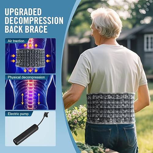 Miniatura 2 de HONGJING Soporte lumbar para cinturón de espalda de descompresión para aliviar el dolor de espalda baja - Soporte inflable de espalda con bomba