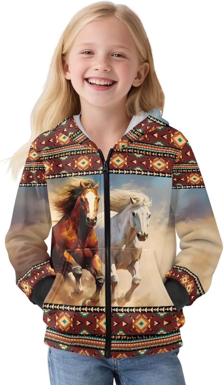 Kids Fleece Lined Jacket Zip Up Hoodies & Sweatshirts with Kangaroo Pockets