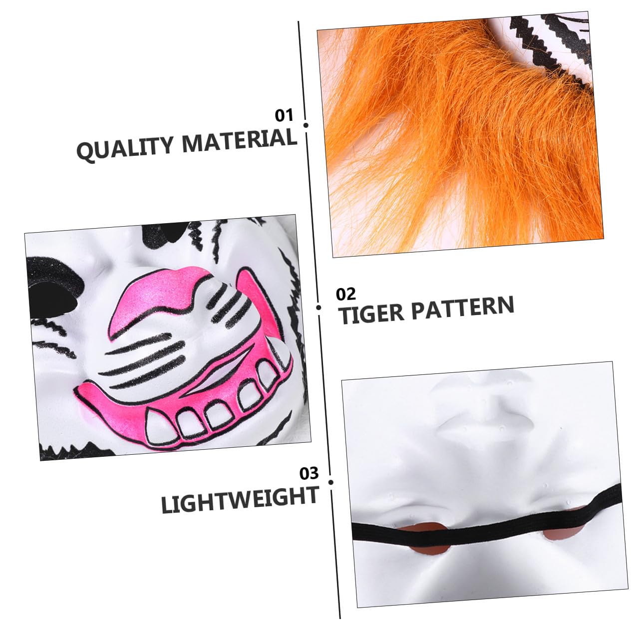 ibasenice 12pezzi Maschere Tiger Plush Per Adulti e Ragazzo Ragazza Accessori Per Costume Unisex Per Halloween e Feste Stile Casual