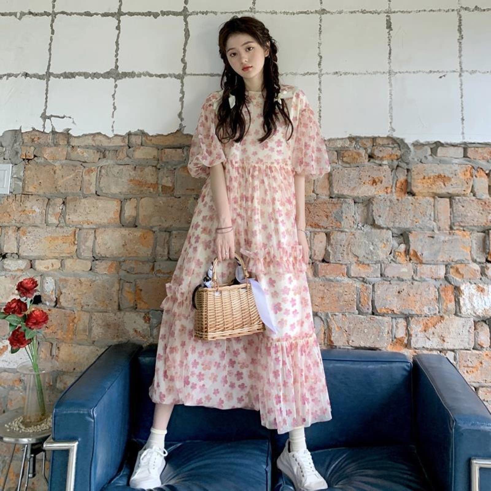 korean oversized dress new womens summer korean style fashionable long knee length