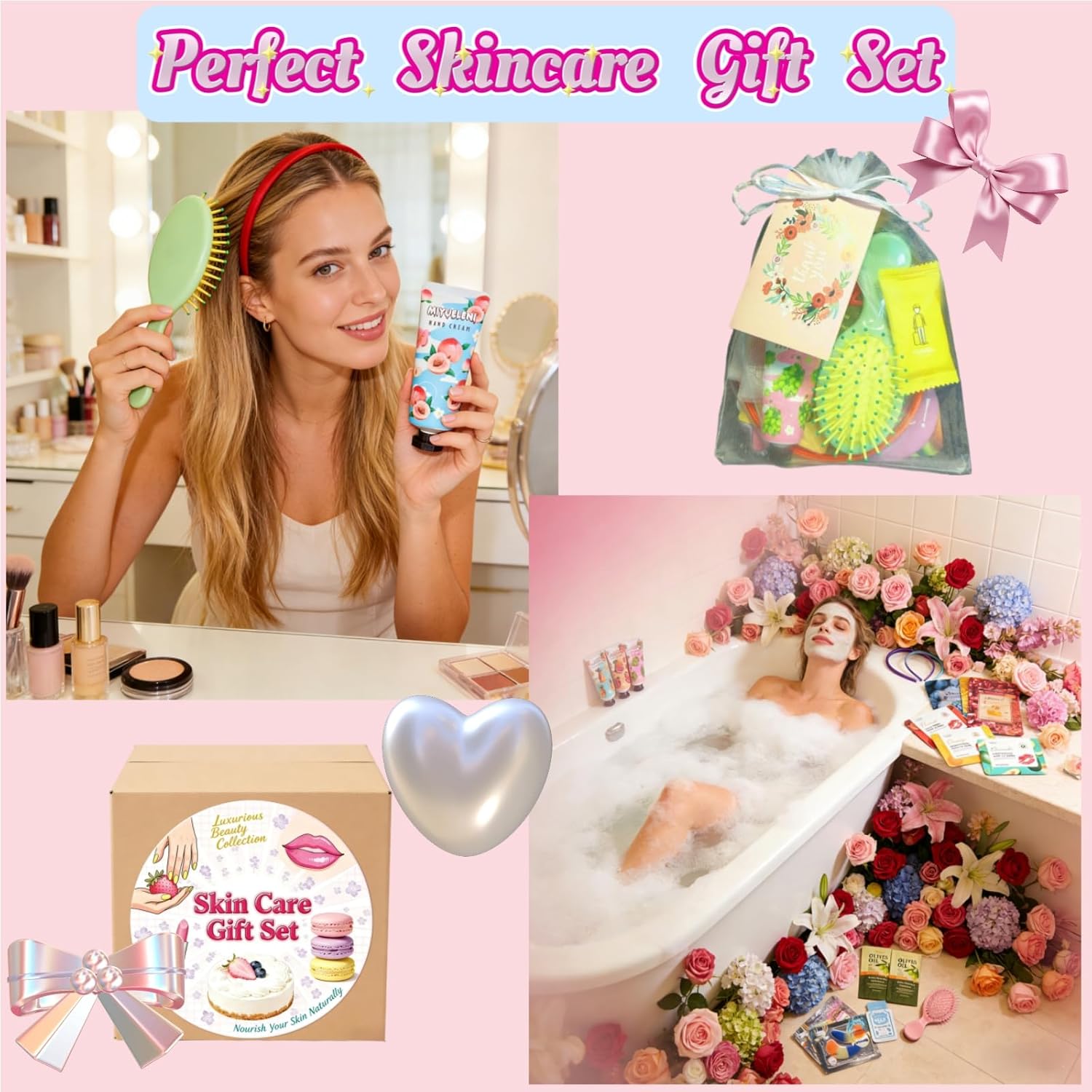 204PCS Spa Party Supplies for Women, Spa Party Favors Include Facial Masks,Under Eye Patches, Lip Balm, Hair Rings, Makeup Mirrors, Hand Cream, Mini Hair Brush for Women, Sleepover Party Women