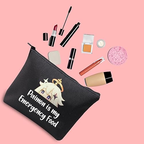 Miniatura 3 de JXGZSO Bolsa de cosméticos inspirada en el anime Paimon is my Emergency Food Traveller Gift Anime Lover Gift, Paimon negro