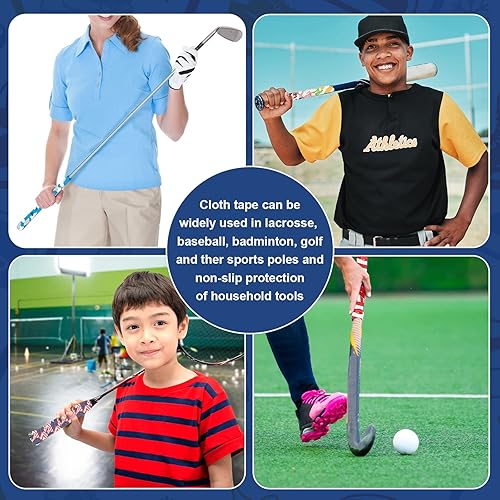 Vista 14 de Deekin 6 rollos de cinta de hockey con bandera de Estados Unidos, cinta de lacrosse de camuflaje impermeable, antideslizante, cinta de palo