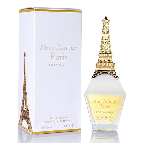 Mon Amour Paris - Eau De Parfum para mujer, floral y afrutado, Ylang-ylang, rosa de damasco, jazmín, fragancia elegante y elegante para mujer,