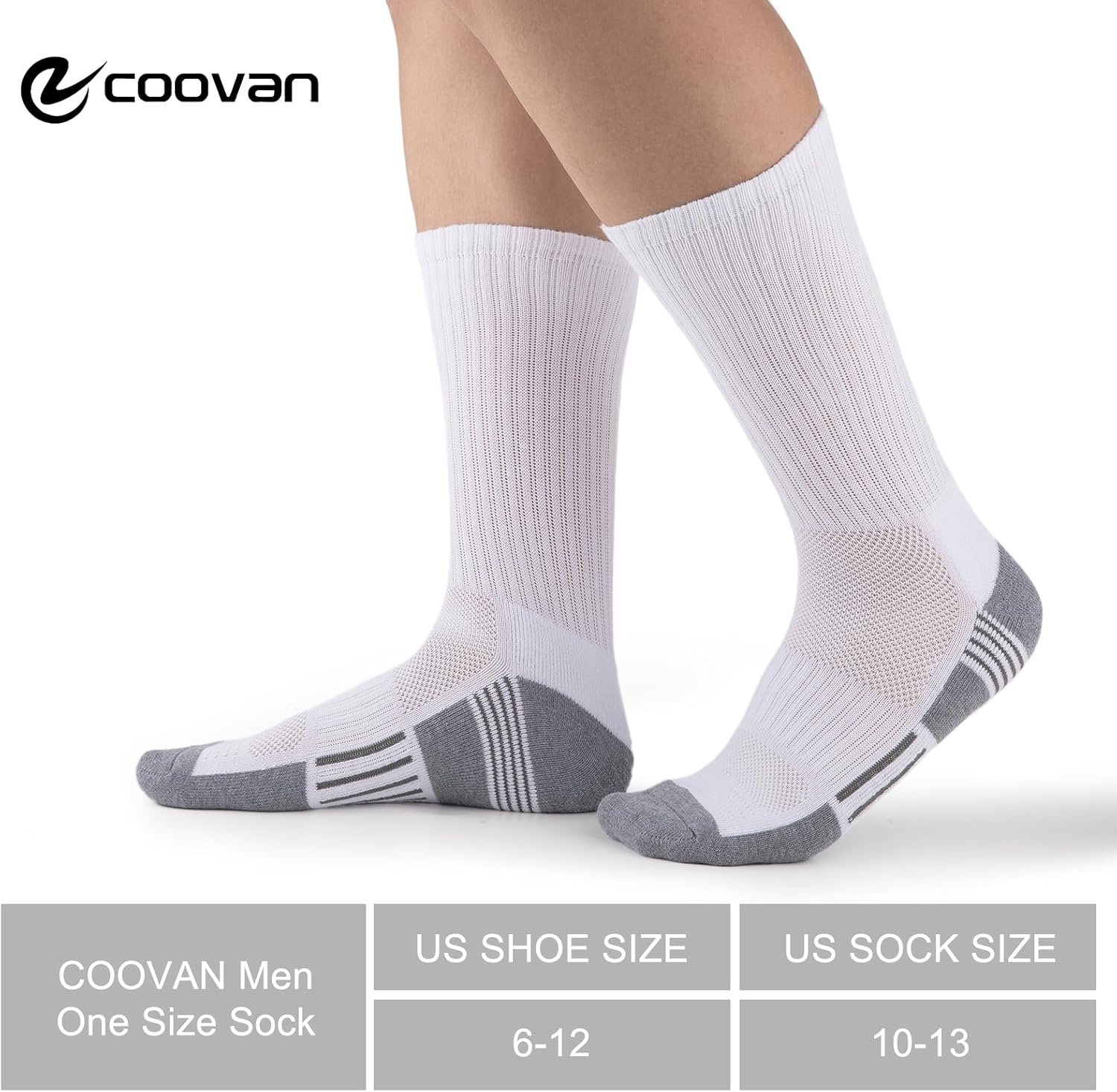 COOVAN 8 Pairs Mens Crew Socks Cushioned Moisture Wicking Athletic Heavy Duty Work Sport Breathable Training Socks - Image 2