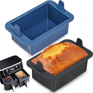 Webake Brotbackform Klein Silikonform für Heißluftfritteuse 2 Stück Air Fryer Silikon Kastenform 500g Airfryer Backform Kuchenform Rechteckig für Brot, Kasten, Kuchen, 14x9x6cm
