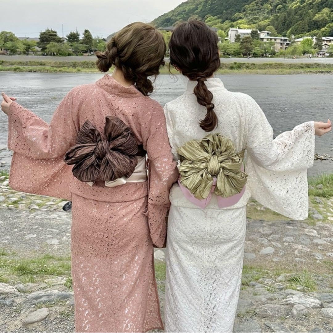 Amazon.co.jp: グレイルGRL 花柄レース浴衣セット[gi1402] 白色