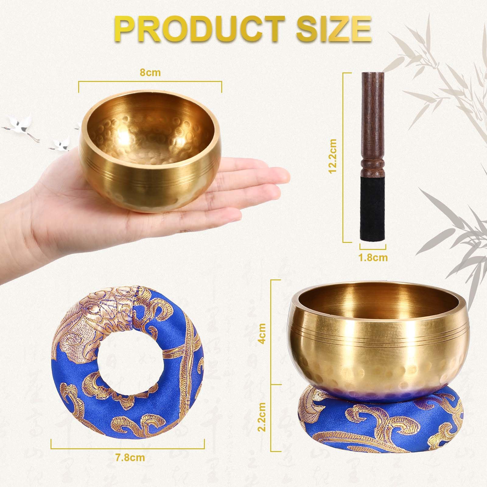 Alasemo Lot De Bols Chantants Tibétains, Diamètre : 8 Cm