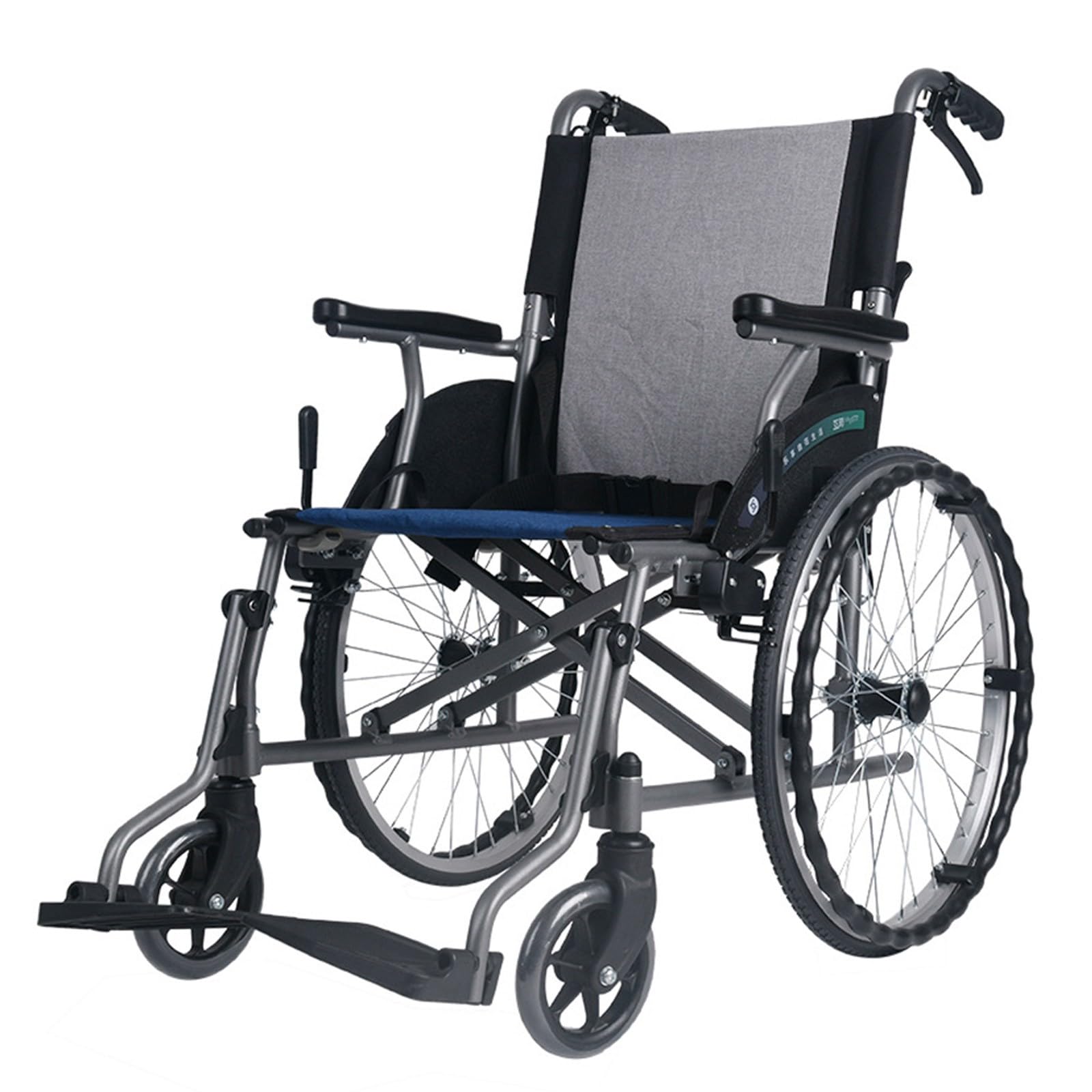 Sillas De Ruedas Autopropulsadas,Aluminio Ligero Plegable,Trolley para Silla De Ruedas para Ancianos De Viaje Pequeño con Frenos De Asistente para Cinturón De Seguridad A