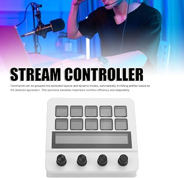 Stream Controller,Stream Control Deck with 10 LCD Macro Keys,Customizable LCD Buttons Studio Control Deck Keypad for PC Streaming,Compatible with OS X and PC