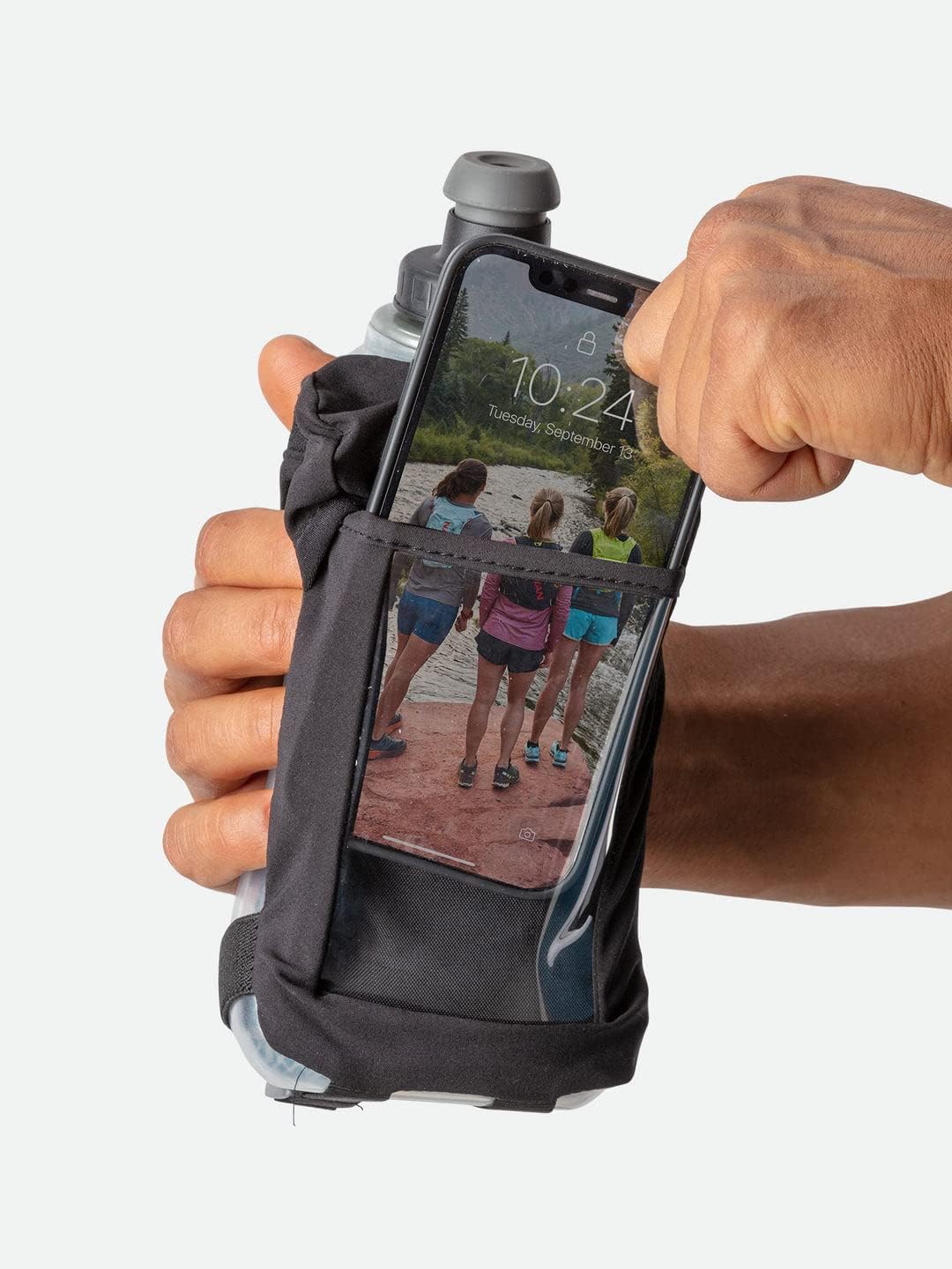Nathan Running Handheld Quick Squeeze Water Bottle. No-Grip Adjustable Hand Strap. 12oz / 18oz / Insulated. Reflective Hydration Water Bottle.