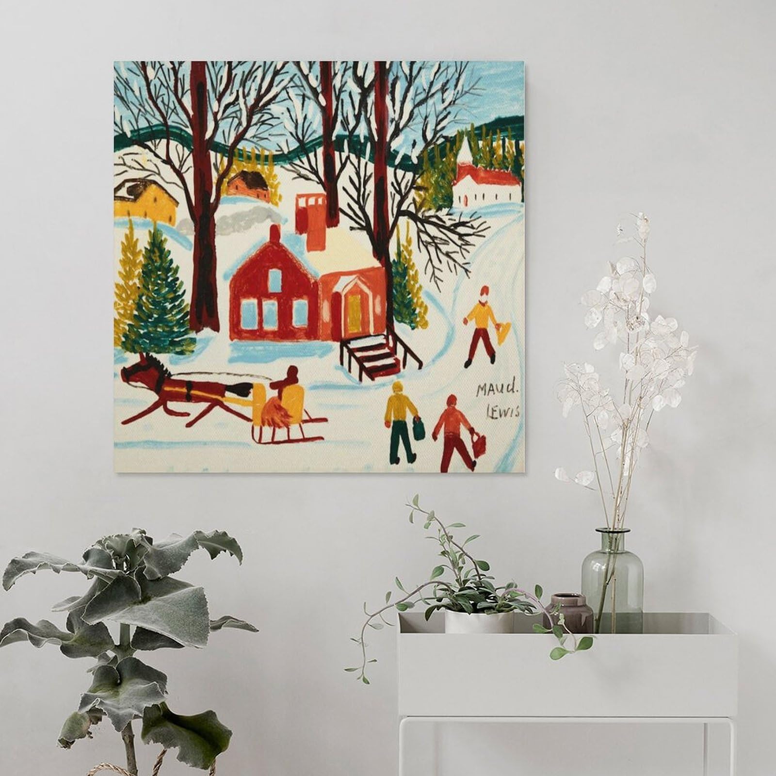 Amazon.com: JU XIANG Maud Lewis Prints，Schoolhouse in Winter by