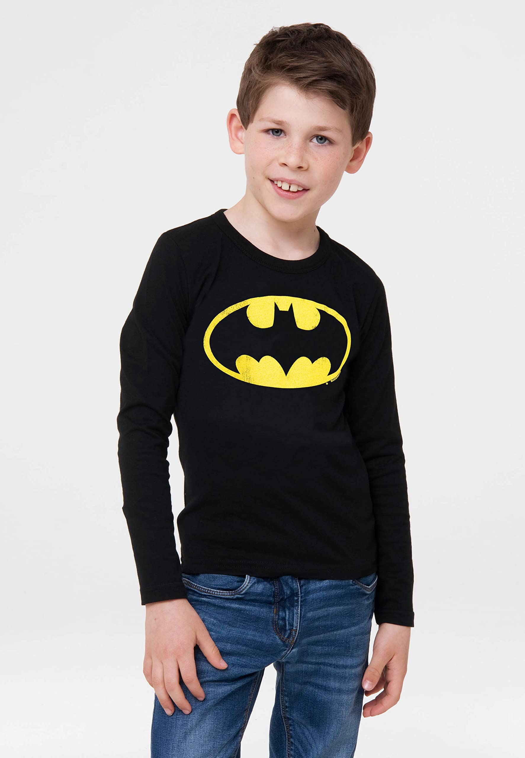 Logoshirt®️ DC Comics I Batman I Logo I Maglietta I T-Shirt Stampate I Cotone I Bambini I Ragazzo I Manica Lunga I Design Originale su Licenza