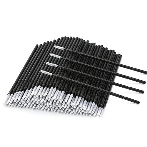 Miniatura 8 de G2PLUS 400 piezas de micro hisopos de algodón, microswabs de alta gama para extensiones de pestañas, cepillo micro aplicador para maquillaje y Negro