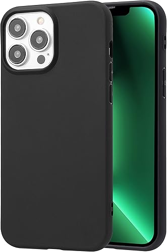 technext020 Funda negra para iPhone 13 Pro Max, a prueba de golpes, ultra delgada, de silicona, para iPhone 13 Pro Max, cubierta de goma de gel