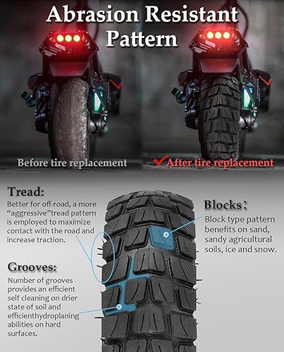 Miniatura 3 de Neumático exterior de goma todoterreno de 10 pulgadas 10x2.75-6.5 con tubo interior adecuado para Speedway 5 Dualtron 3 Hover-1 Alpha Hiboy Titan
