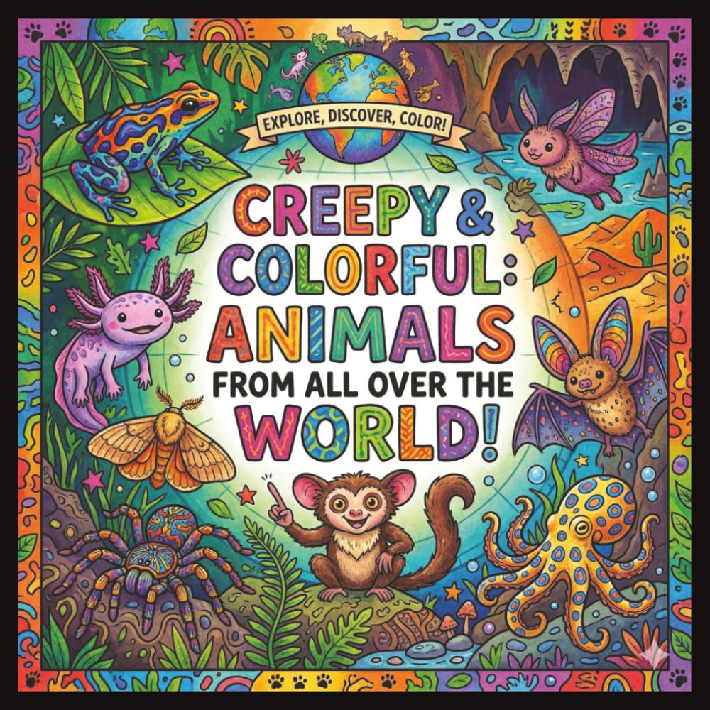 Creepy and Colorful Coloring Book: Animals From All Over the World!