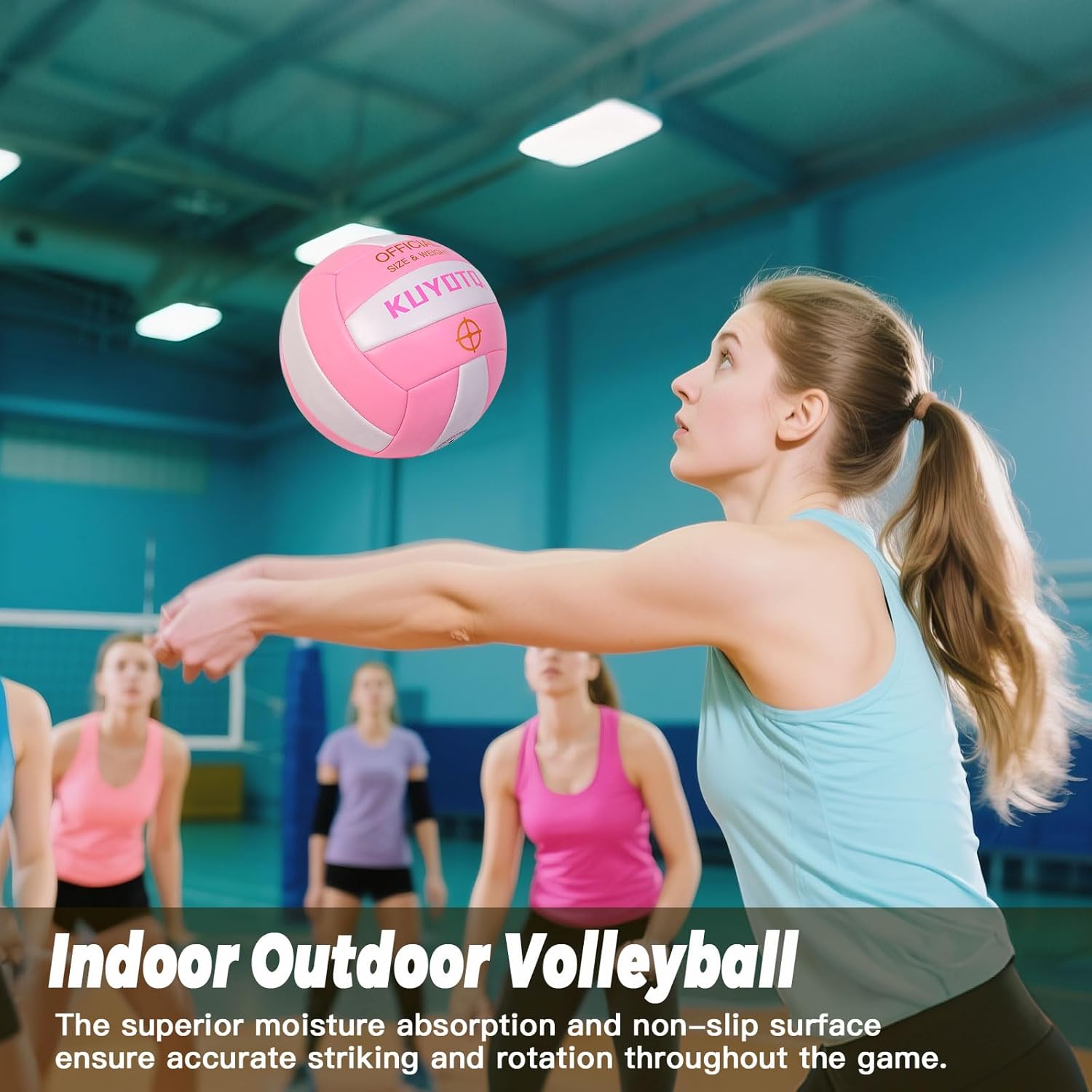 KUYOTQ Pink Outdoor Volleyball Official Size 5 Thickened Surface Soft Leather in&Outdoor Volleyball for Youth Adults,Beach Play,Game,Training(Deflated) - Image 8