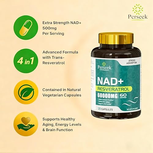 Miniatura 2 de Suplemento de resveratrol NAD+, fórmula antioxidante avanzada NAD Plus para hombres y mujeres, 1,000 mg de NAD para un apoyo saludable vitalidad