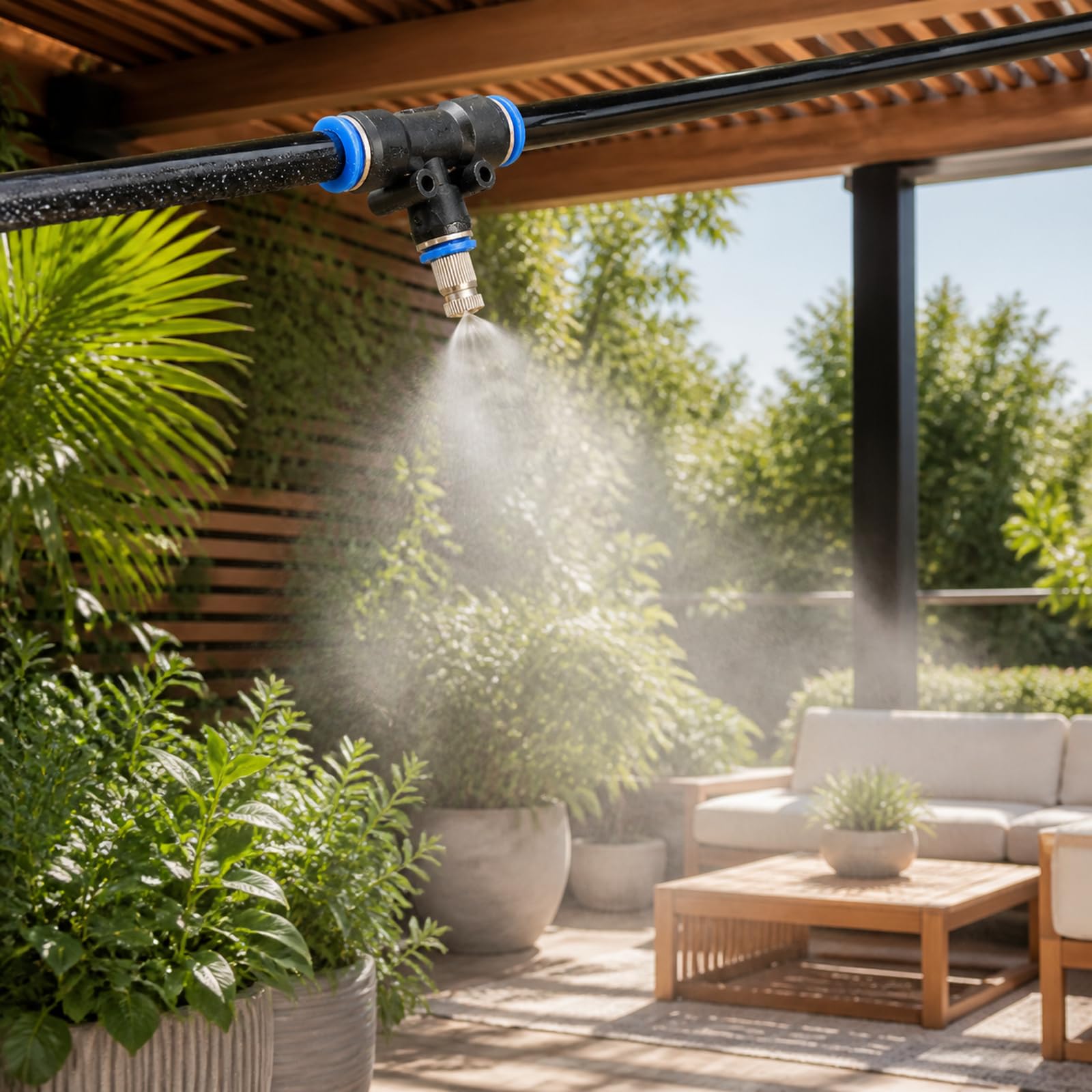 Impianto Irrigazione Giardino,Nebulizzatore per Terrazza Esterno,Kit Irrigazione Goccia Giardino,Leak-Proof And Rust-Proof,Suitable for Patios And Potted Plants