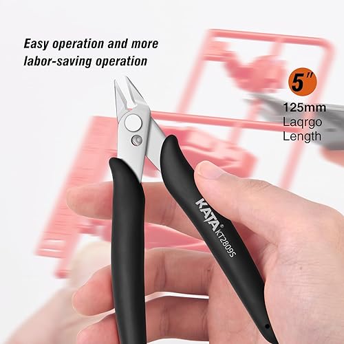 Miniatura 4 de KATA Cortadores de alambre micro de acero inoxidable, cortador de descarga electrónica de precisión y alicates de corte lateral para electrónica,