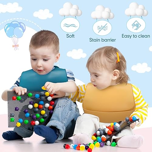 Miniatura 7 de Mepase Baberos de silicona impermeables Baberos de silicona suaves ajustables para alimentación de bebés unisex suministros de alimentación para