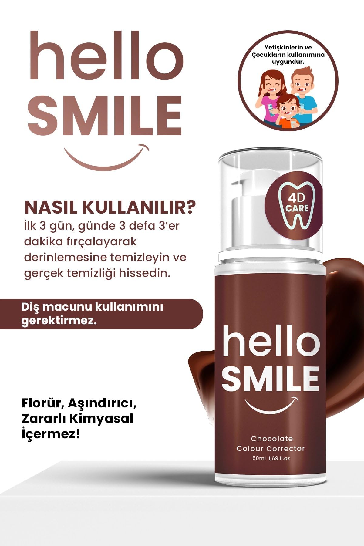 Hello Smile Çikolata Aromalı Anında Beyazlatıcı Diş Jeli