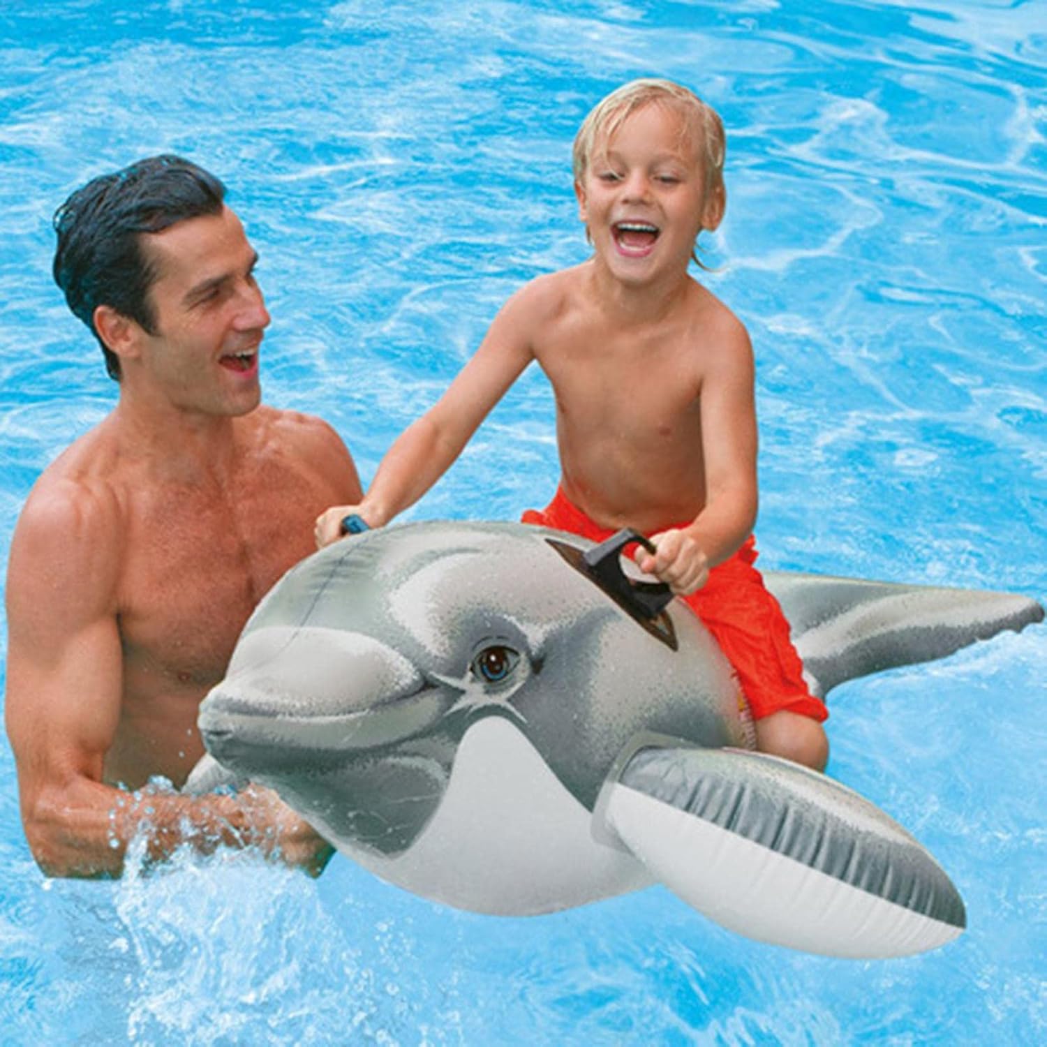 Activane Inflatable Dolphin Pool Float Raft Summer Children Fun Swimming Pool Floaties for Kids and Adults Pool Lake Beach Float Raft Lounge Outdoor : Toys & Games