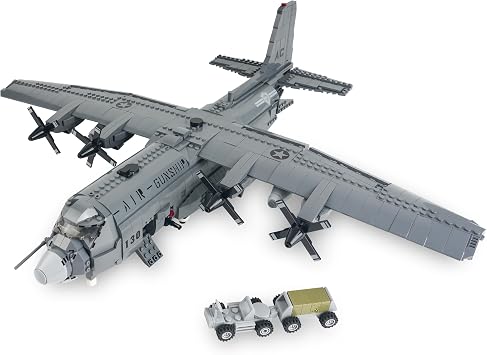 General Jim's AC-130 Hercules Gunship Building Block Set 1,713 Pieces Detailed Ground-Attack Aircraft Model Bricks Set - Compatible with Major Brands
