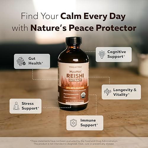 Miniatura 2 de Extracto orgánico de hongos Reishi  70% beta-glucanos  niveles más altos de nutrientes activos, tincutura Cordyceps de máxima potencia, cultivo en