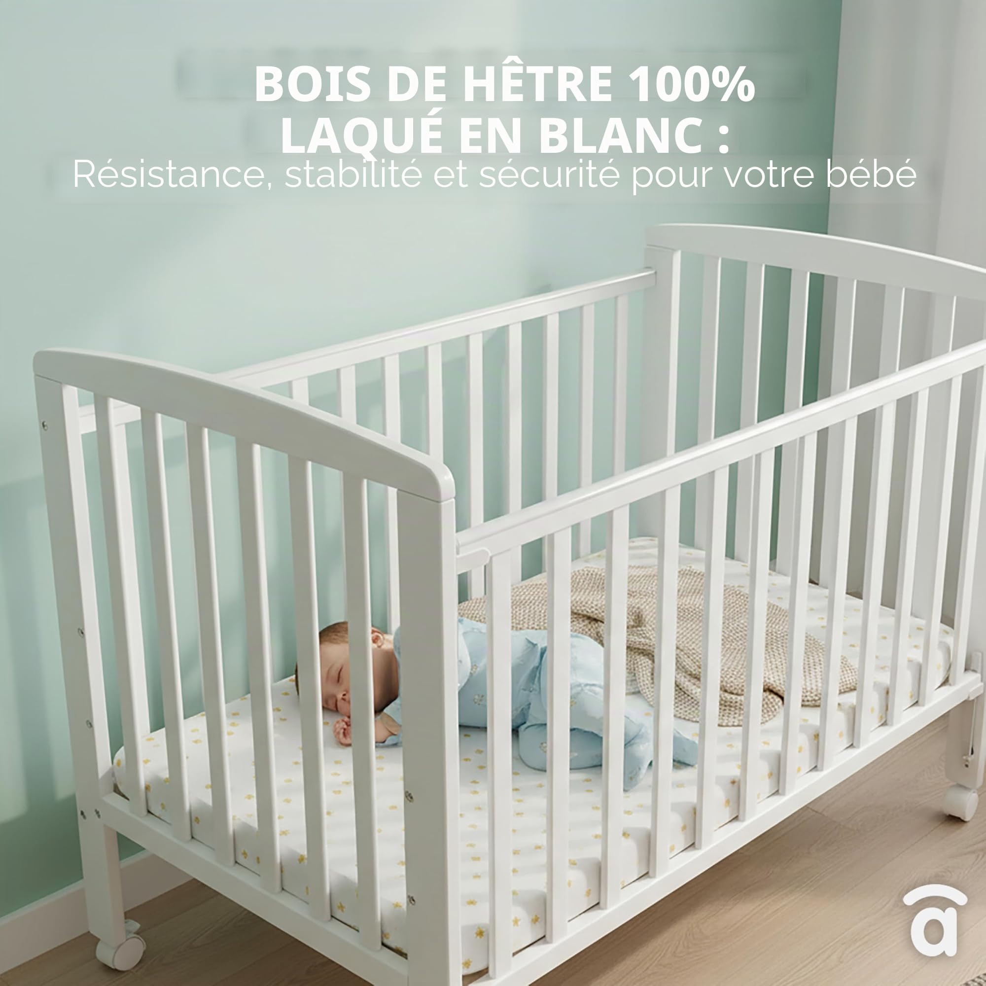 Asalvo 12371 Berceau en bois 120 x 60 cm Blanc