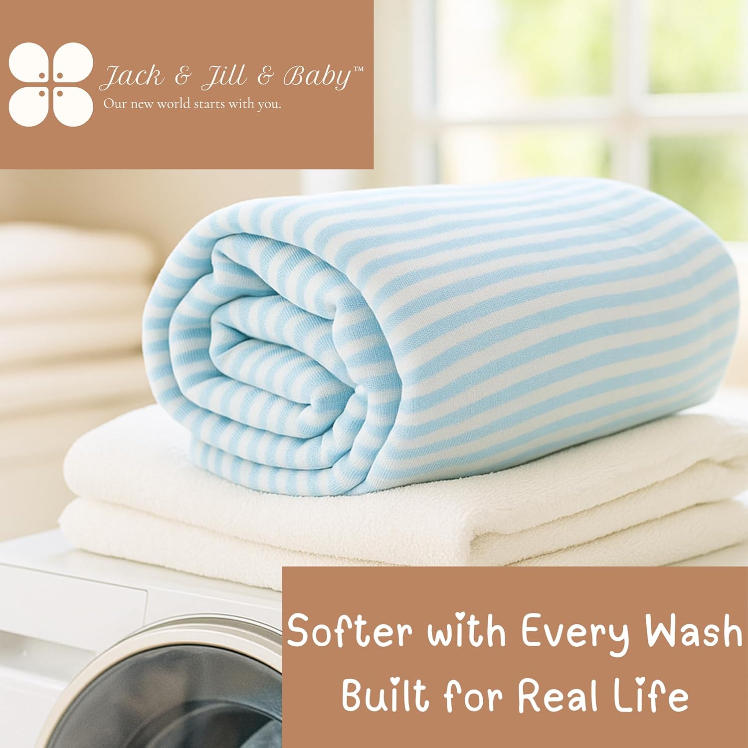 Jack & Jill & Baby Muslin Blanket – 6-Layer 100% Cotton (43" x 43") – Ultra-Soft, Breathable Baby Quilt for Newborns & Toddlers – Pink, Yellow, Blue – Swaddle, Stroller, Tummy Time (Baby Yellow)