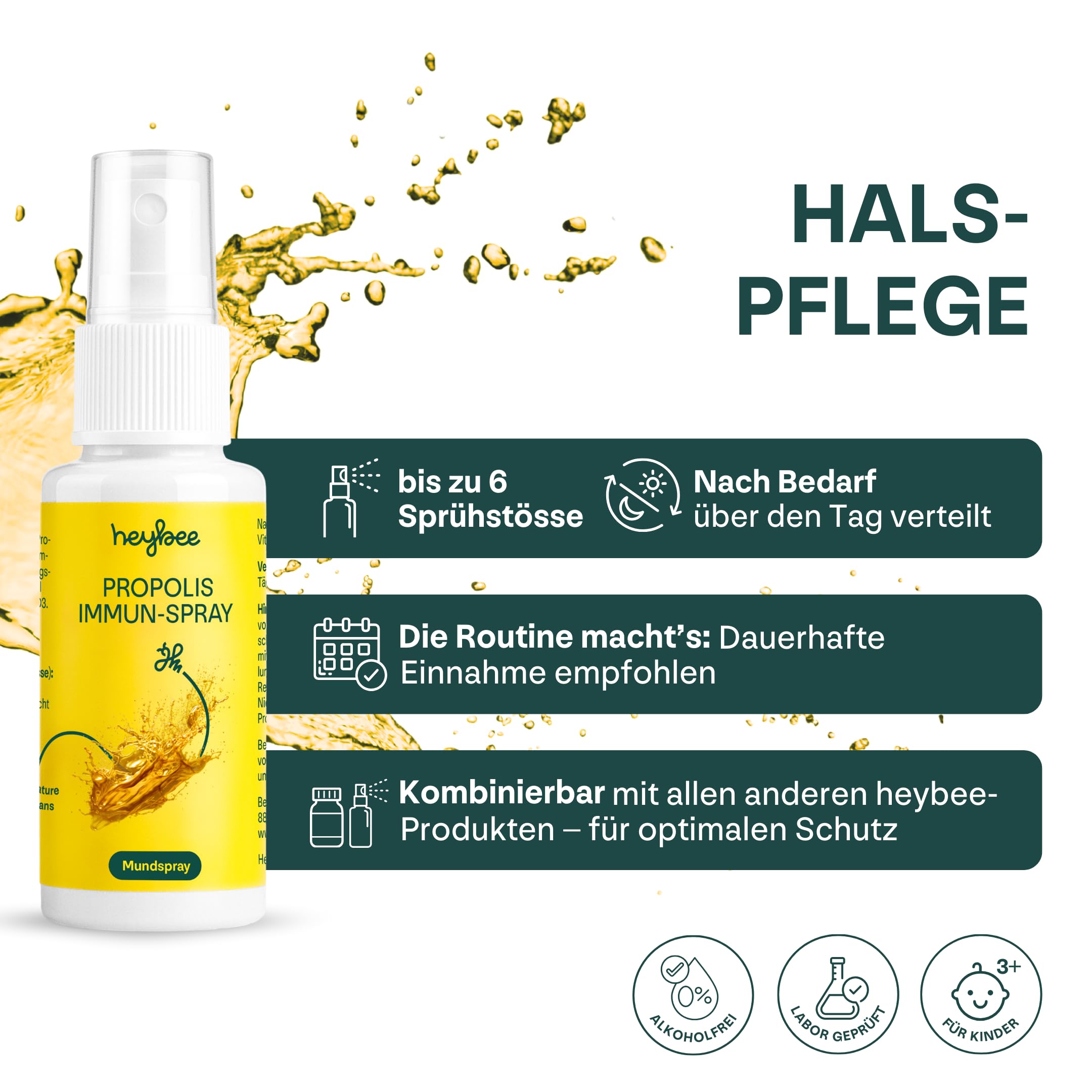 Propolis Immun-Spray mit Vitamin D, 30 ml (1er Pack) - das Mundspray für Kinder & Erwachsene, wohltuend für Hals & Rachen + stärkt das Immunsystem, Inhaltsstoffe aus nachhaltiger Imkerei