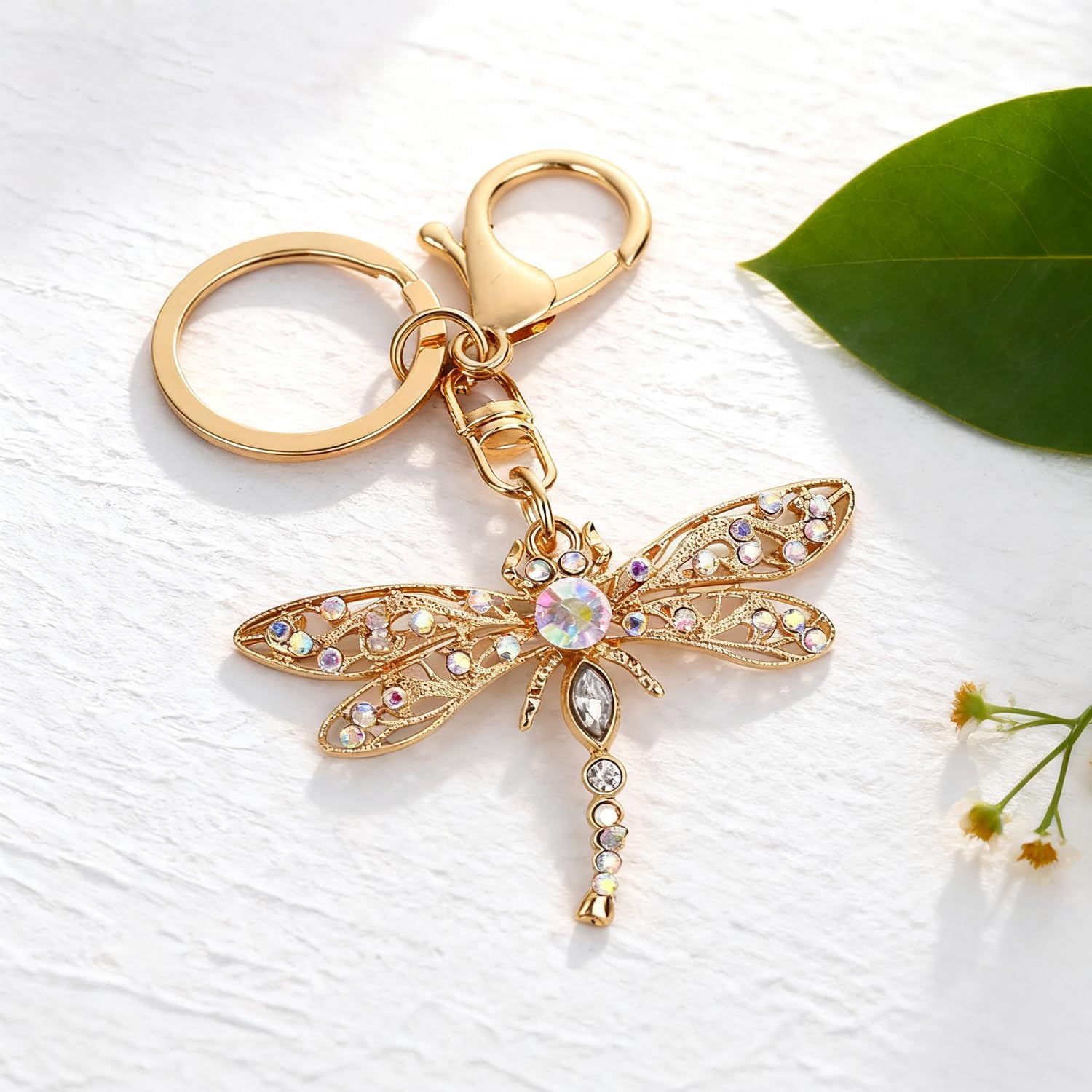 Dragonfly Keychain Rhinestone Keychain Dragonfly Charm Crystal Purse Pendant Cute Animal Bag Charm Car Key Chain Insect Key Chain for Purse Wallets Backpacks Handbags - Image 4