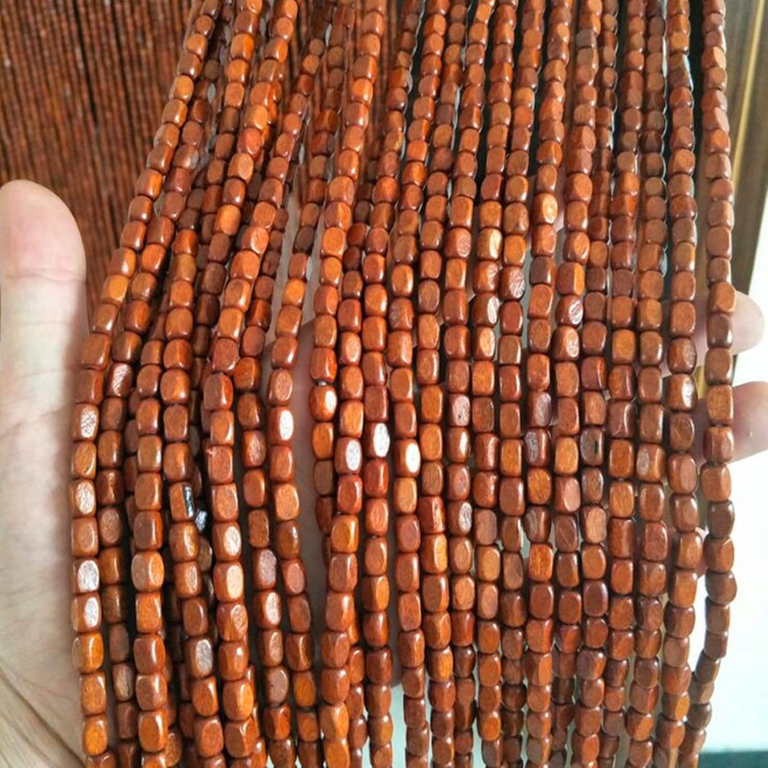 Rideau de perles en bois de bambou 70 brins 70x200cm pour séparation de porte