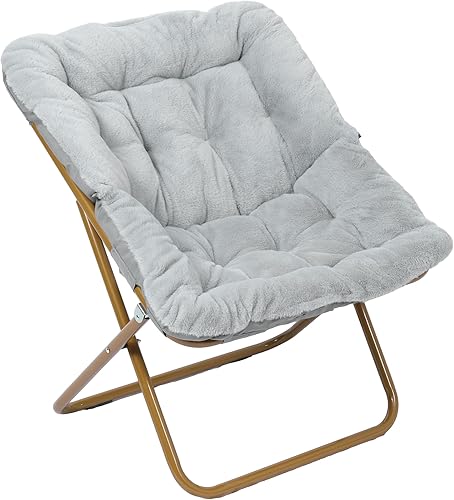 Flash Furniture Archer - Silla Saucer con marco de acero plegable, silla portátil de gran tamaño, para dormitorio o dormitorio, 28 pulgadas, piel