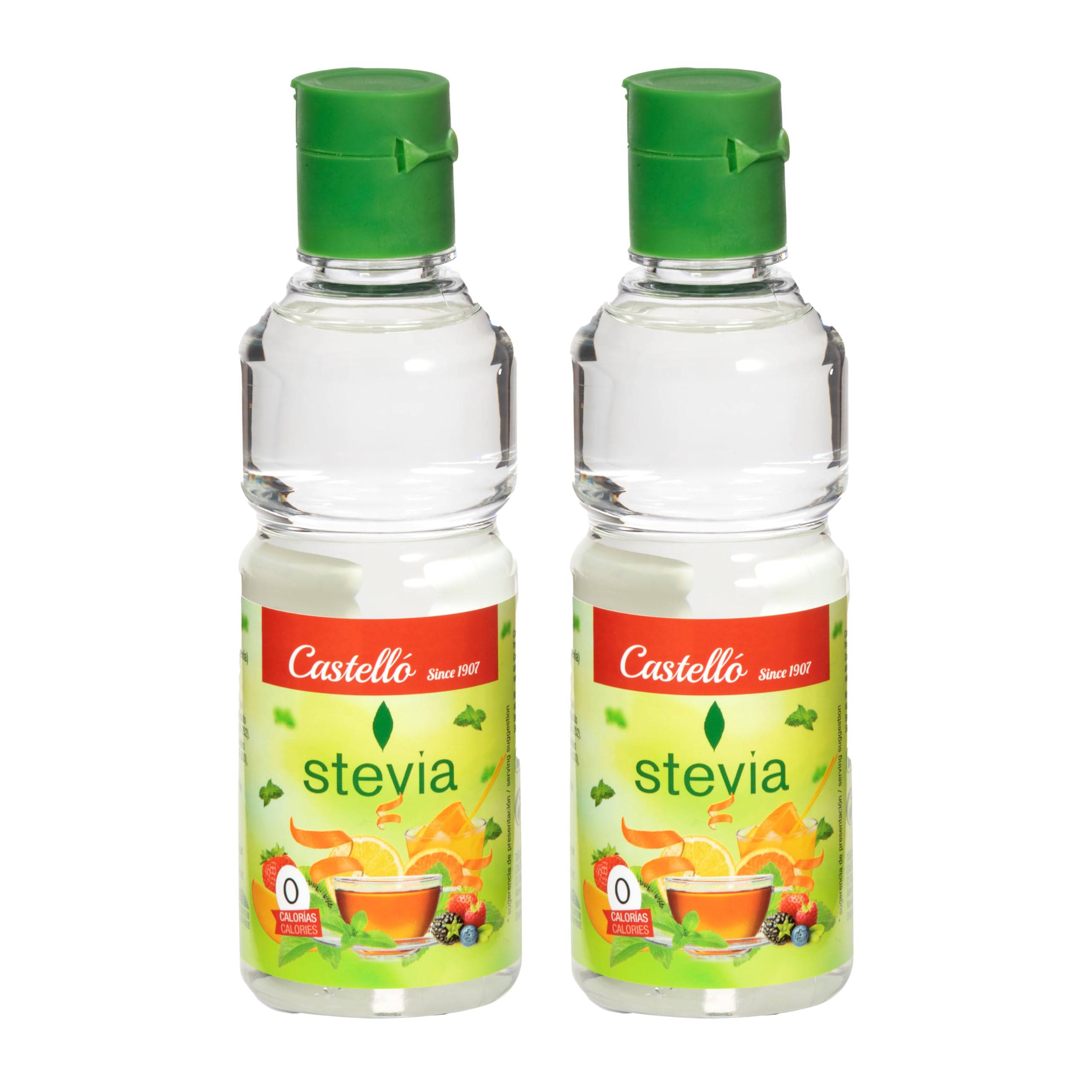 Castello since 1907 Pack 2x Liquid Stevia 125ml | 750 Servings | 10 Drops = 1 Tsp Sugar | Sugar Substitute | 0 Calories - 0 Glycemic Index - 0 Net Carbs - Keto Vegan