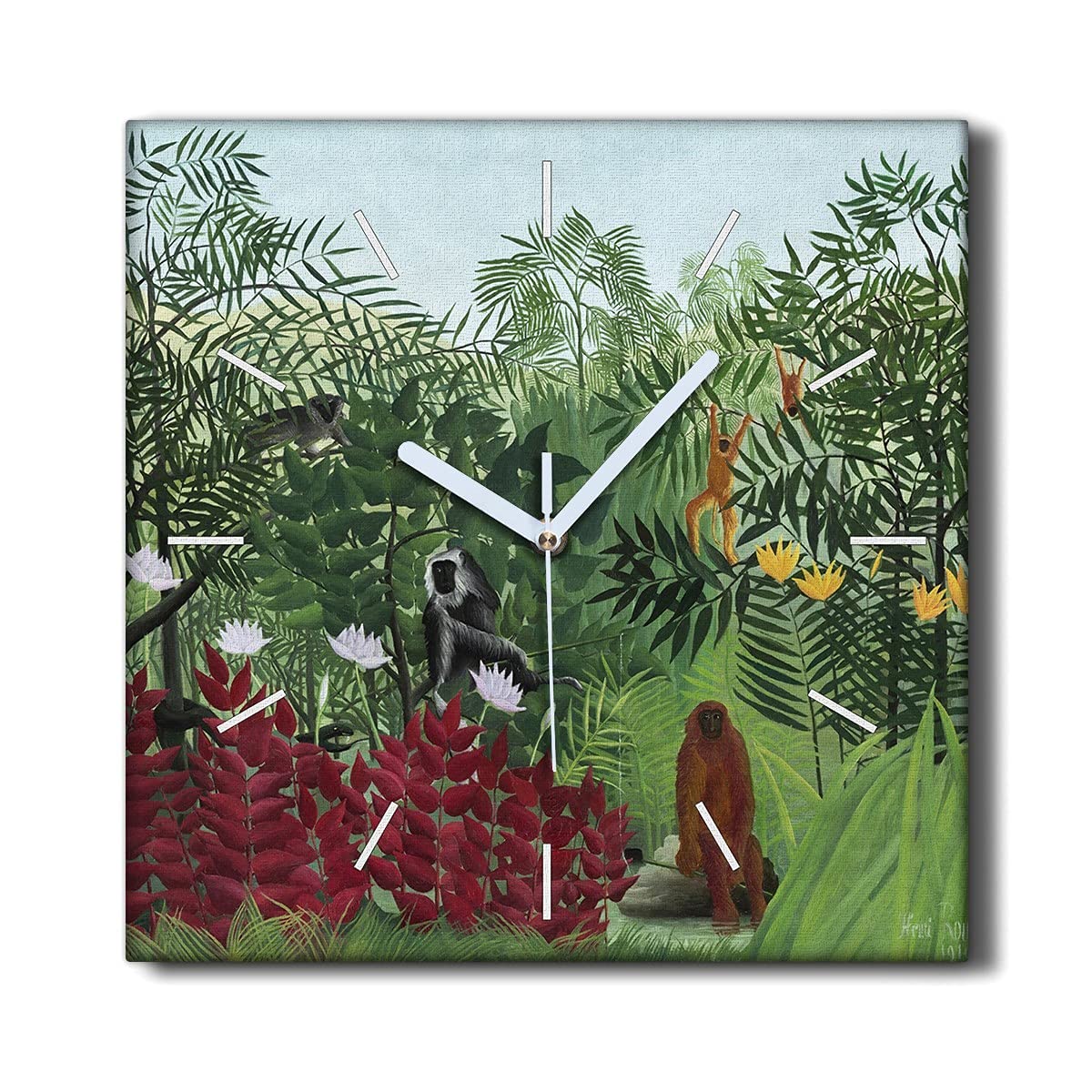 Horloge sur Toile silencieuse 30x30cm décor exotique et zen