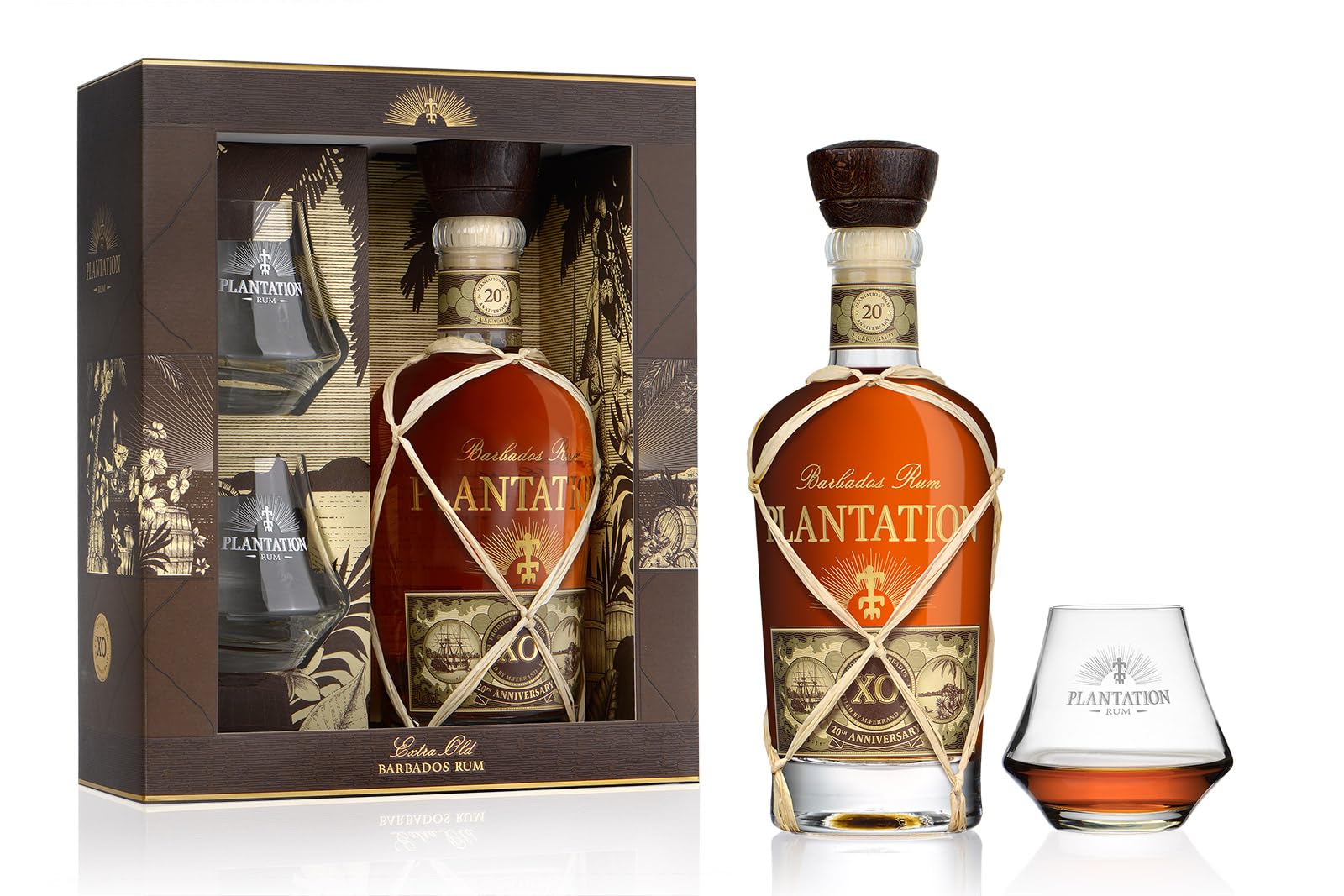 Plantation Rum BARBADOS XO 20th Anniversary 40% Vol. 0,7l in Geschenkbox mit 2 Gläsern