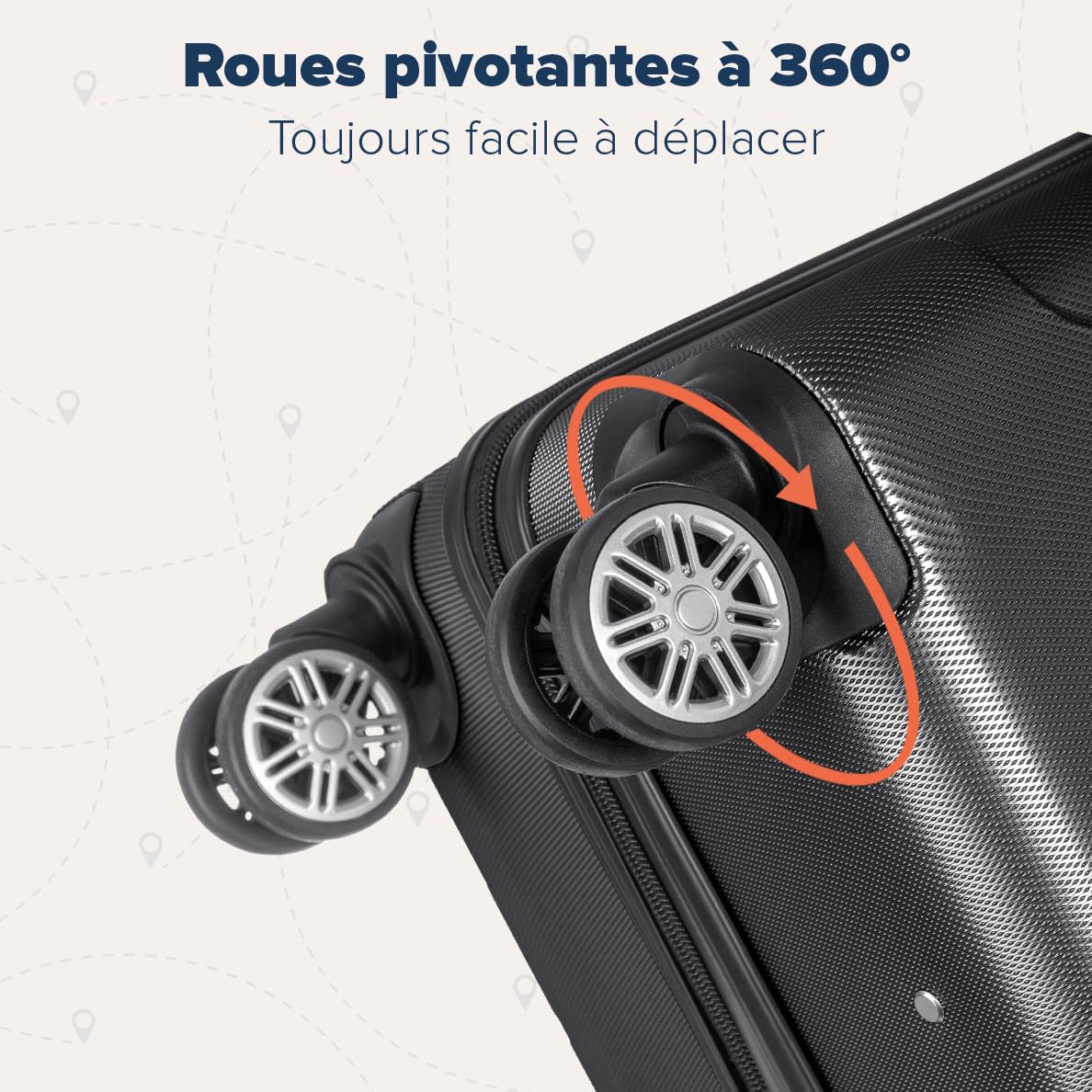 TRVLMORE Set Valise Rigide - Lot Valise - 3 Set de Valise de Voyage - Set Valises Rigides 4 roulettes - Luggage - Set 3 Valises - Ensemble Valise - Suitcase Set - Noir
