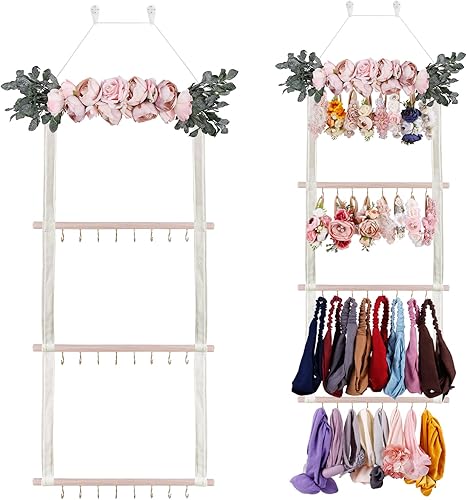 Miniatura 1 de Organizador de lazos para el cabello para niñas, organizador de accesorios para el cabello de bebé, pinzas para el cabello, almacenamiento con