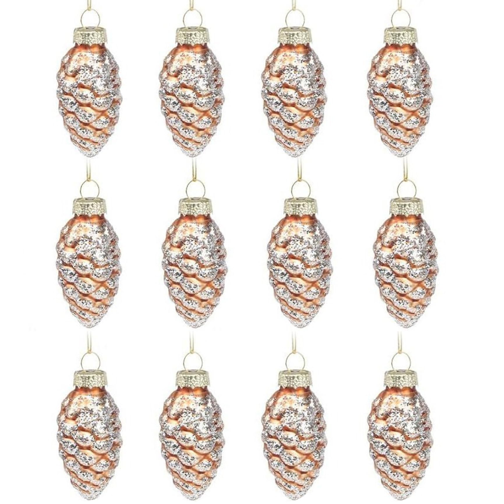 Paillettes pour décoration Noël étincelante : lot de 12 pinecones décoratifs en verre