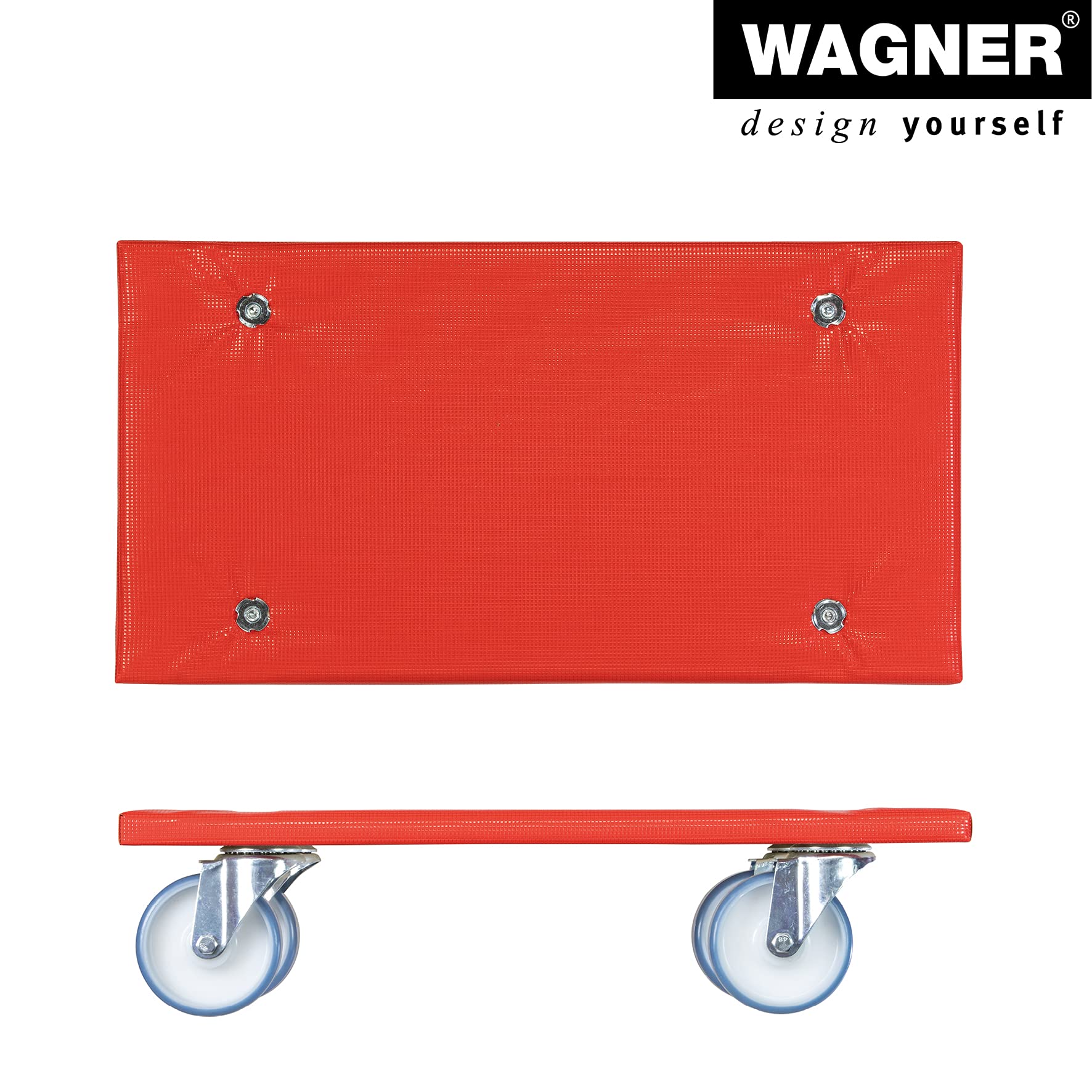 WAGNER Transportroller Transporthilfe 1396 I Multiplex I 57,5 x 30 x 14 cm, Tragkraft 400 kg I Schonbezug gepolstert I Schwerlastrollbrett wasserabweisend I Möbelroller für Umzüge I FSC® I Made in DE