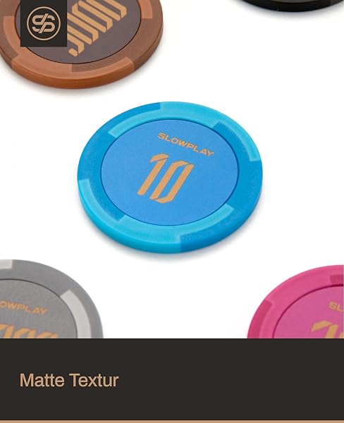 SLOWPLAY Godel Ton-Pokerchips, 14 Gramm Schwerer Tonverbundstoff, 40mm große Chips in Großpackung, 50er-Pack mit einem Wert von 10 - 4