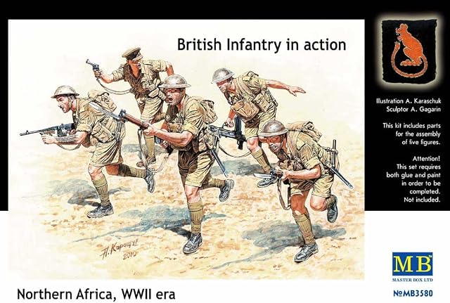 Masterbox 1:35 Scale British Infantry in Action, Northern Africa, WW II Assembly Parts