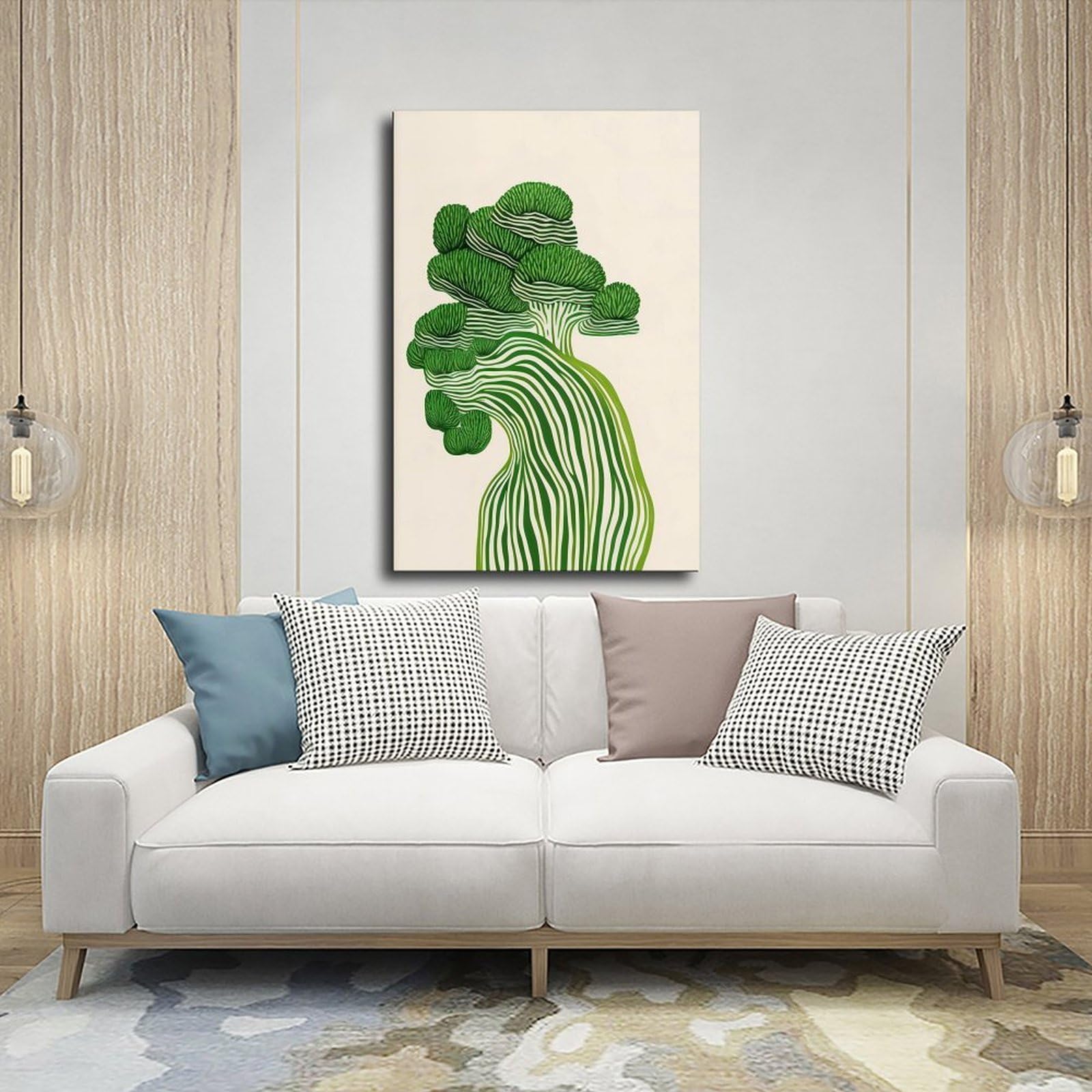 Moderner Brokkoli-Druck, neutral, abstrakt, Leinwandposter, Wandkunstdruck, Bild, Gemälde, 50 x 75 cm