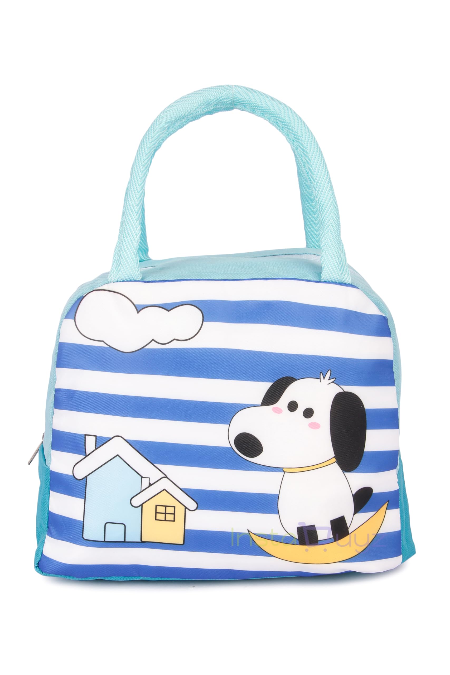 INSTABUYZ 3D Printed Hot & Cold Leak Proof Lunch Bag for Office School Kids Men & Women Storage Bag with Handle Tiffin Bag (Stripe Dog)